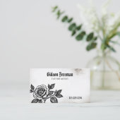 ゴシック様式の白黒バラタトゥーアーティスト 名刺 (スタンド正面)