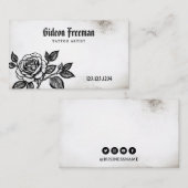 ゴシック様式の白黒バラタトゥーアーティスト 名刺 (正面/裏面)