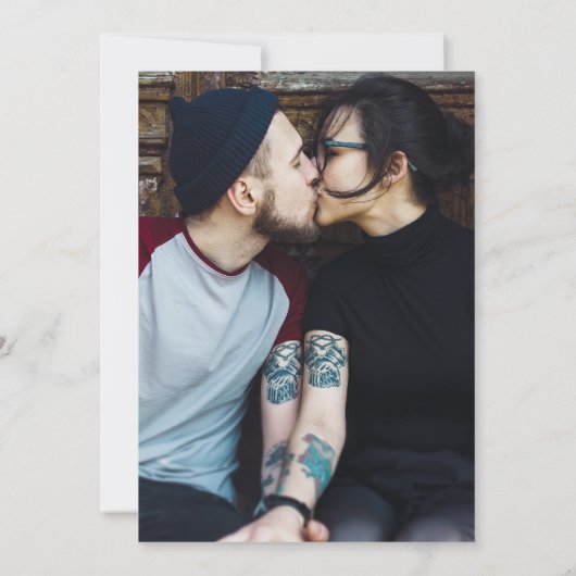 ゴシック様式の白黒フォト婚約パーティ 招待状 (裏面)