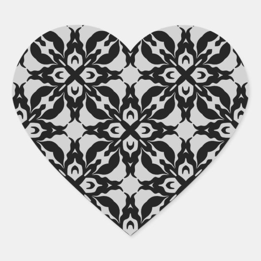 ゴシック様式の白黒万華鏡のように千変万化するパターン封筒用シール ハートシール (正面)