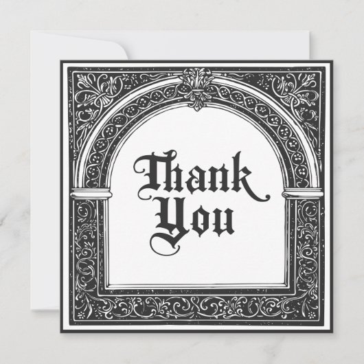 ゴシック様式の白黒中世から死まで サンキューカード (正面)