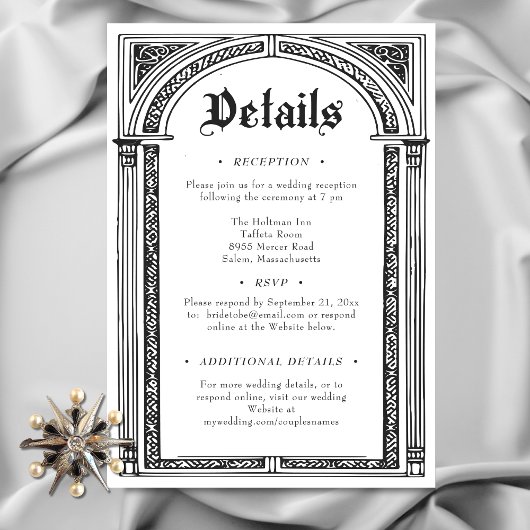 ゴシック様式の白黒中世から結婚死まで エンクロージャーカード