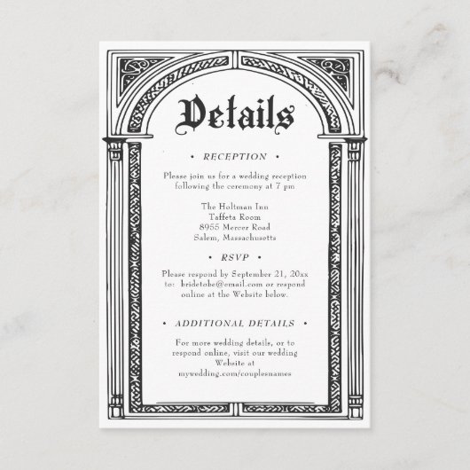 ゴシック様式の白黒中世から結婚死まで エンクロージャーカード (正面)