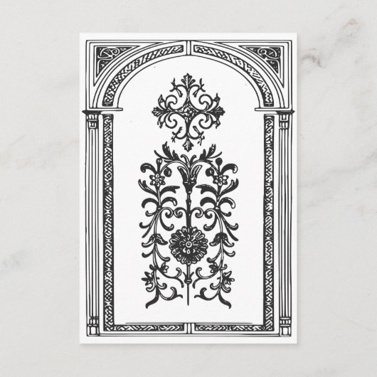 ゴシック様式の白黒中世から結婚死まで エンクロージャーカード (裏面)
