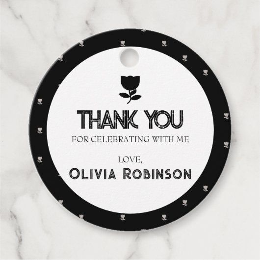 ゴシック様式の白黒誕生日 フェイバータグ (正面)