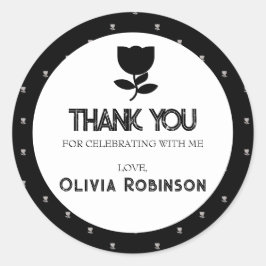 ゴシック様式の白黒誕生日 ラウンドシール