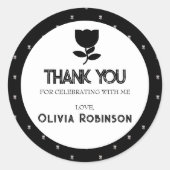 ゴシック様式の白黒誕生日 ラウンドシール (正面)