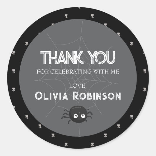 ゴシック様式の白黒誕生日 ラウンドシール (正面)