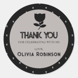 ゴシック様式の白黒誕生日 ラウンドシール