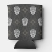 ゴシック様式の砂糖スカルとグレージオメトリックパーソナライズされたト 缶クーラー (裏面)