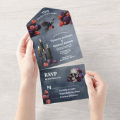 ゴシック様式の神秘的なムーディ結婚フローラ オールインワン招待状 (貼ってはがせる)