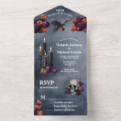 ゴシック様式の神秘的なムーディ結婚フローラ オールインワン招待状 (内側)