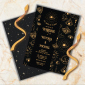 ゴシック様式の神秘的な月の星蛾の暗結婚い星 招待状