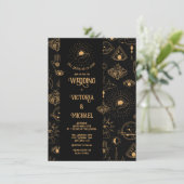 ゴシック様式の神秘的な月の星蛾の暗結婚い星 招待状 (スタンド正面)