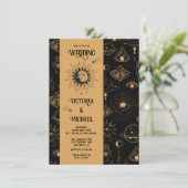 ゴシック様式の神秘的な月の星蛾の暗結婚い月の魅力 招待状 (スタンド正面)