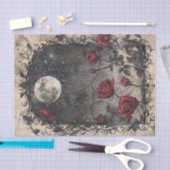 ゴシック様式の窓満月赤いバラ 薄葉紙 (クラフト)