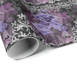 ゴシック様式の紫のバラ ラッピングペーパー
