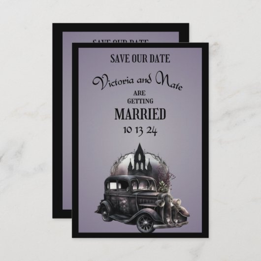 ゴシック様式の結婚式の日付の保存 セーブザデート (正面/裏面)