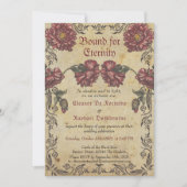 ゴシック様式の結婚式招待状 – 暗い花のヴィンテージ 招待状 (正面)