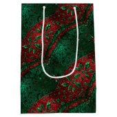 ゴシック様式の緑と赤のクリスマス ミディアムペーパーバッグ (裏面)