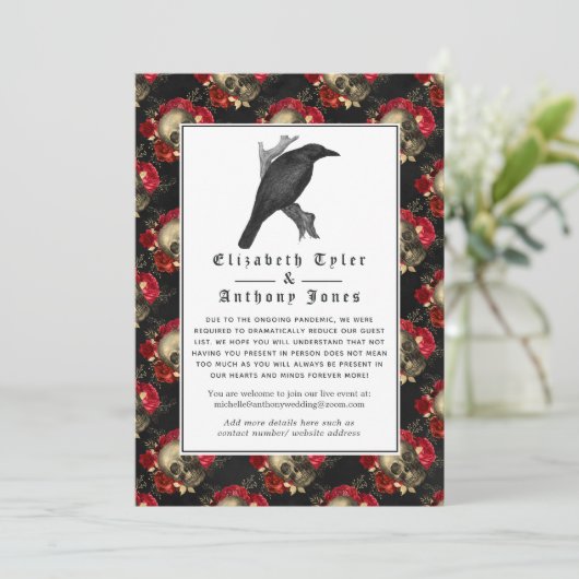 ゴシック様式の縮小された結婚式のゲストリスト(花のモチーフ) 案内状 (スタンド正面)