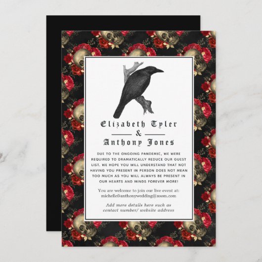 ゴシック様式の縮小された結婚式のゲストリスト(花のモチーフ) 案内状 (正面/裏面)