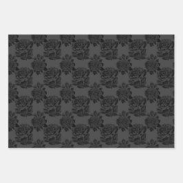 ゴシック様式の美的バラマットグレー&ブラック ラッピングペーパーシート