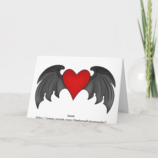ゴシック様式の翼ハートロマンチックなバレンタインデー シーズンカード (裏面)