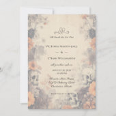 ゴシック様式の花とスカル結婚ズ 招待状 (正面)