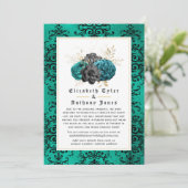 ゴシック様式の花のウェディングゲストリスト縮小のお知らせ 案内状 (スタンド正面)