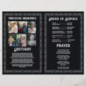 ゴシック様式の葬儀順序ロックブラックデザイン チラシ (裏面)