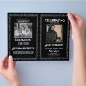 ゴシック様式の葬儀順序ロックブラックデザイン チラシ (手)