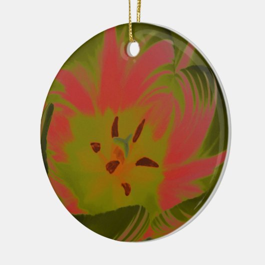 ゴシック様式の薄暗い赤いチューリップカスタム誕生日 セラミックオーナメント (左)