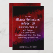 ゴシック様式の蝶誕生日 招待状 (正面/裏面)