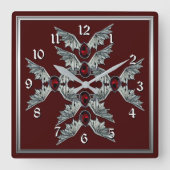 ゴシック様式の血の石こうもりウィングスクエアクロック2 スクエア壁時計 (正面)