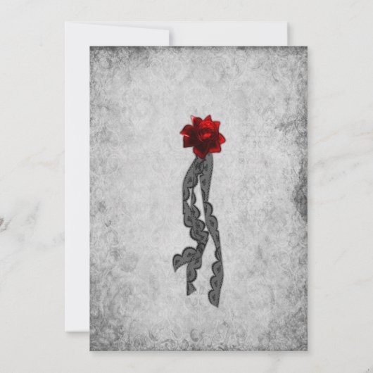 ゴシック様式の血の赤いバラと銀のスカル結婚ズ 招待状 (裏面)