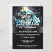 ゴシック様式の西スケルトンカップル結婚ハロウィーン 招待状 (正面)