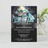 ゴシック様式の西スケルトンカップル結婚ハロウィーン 招待状 (スタンド正面)