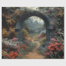 ゴシック様式の赤いローズヴァンパイコレートドラキュラのフローラアーチ ラッピングペーパー