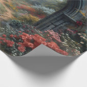 ゴシック様式の赤いローズヴァンパイコレートドラキュラのフローラアーチ ラッピングペーパー (角)