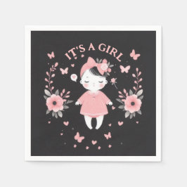 ゴシック様式の赤ちゃんシャワーピンクブラック スタンダードカクテルナプキン