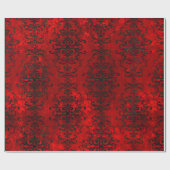 ゴシック様式の赤と黒のダマスク ラッピングペーパー (フラット)