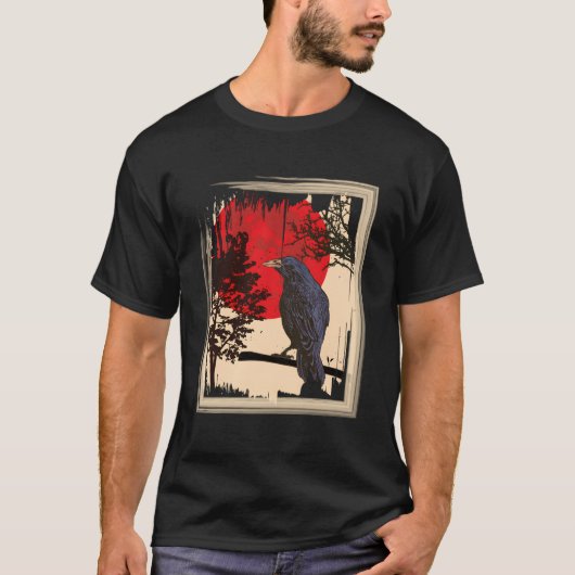 ゴシック様式の赤月黒烏 Tシャツ (正面)