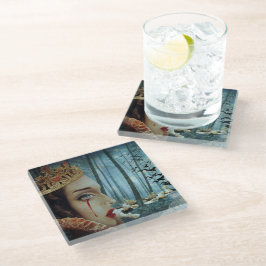 ゴシック様式の超ユニークリアルなコラージュ悲しいハートの女王 ガラスコースター