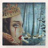 ゴシック様式の超ユニークリアルなコラージュ悲しいハートの女王 ガラスコースター (正面)