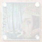 ゴシック様式の超ユニークリアルなコラージュ悲しいハートの女王 ガラスコースター (裏面)