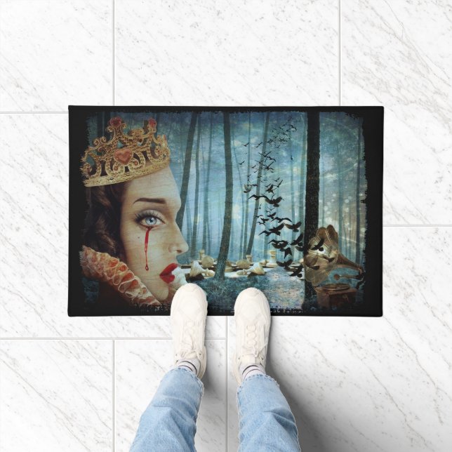 ゴシック様式の超ユニークリアルなコラージュ悲しいハートの女王 ドアマット (室内)