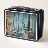 ゴシック様式の超ユニークリアルなコラージュ悲しいハートの女王 メタルランチボックス (裏面)