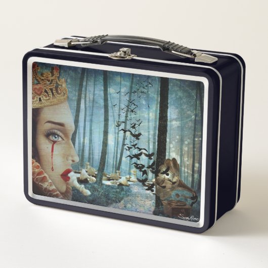 ゴシック様式の超ユニークリアルなコラージュ悲しいハートの女王 メタルランチボックス (正面)