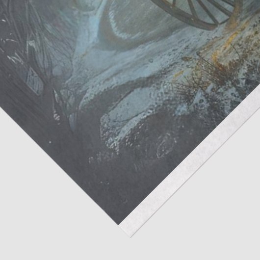 ゴシック様式の邸宅でのデコページ葬儀馬車 薄葉紙 (詳細)